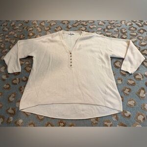 Madewell Cream V-Neck Henley Style Sweater